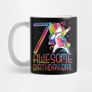 7th Birthday Girl 7 Years Old Awesome Unicorn Dabbing Bday Mug